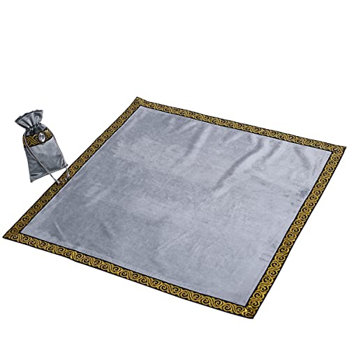 BLESSUME Wicca Square Altar Tarot Table Cloth for Reading with Card Pouch 24.4 * 24.4 inch (Gray 2) - color: Gray 2