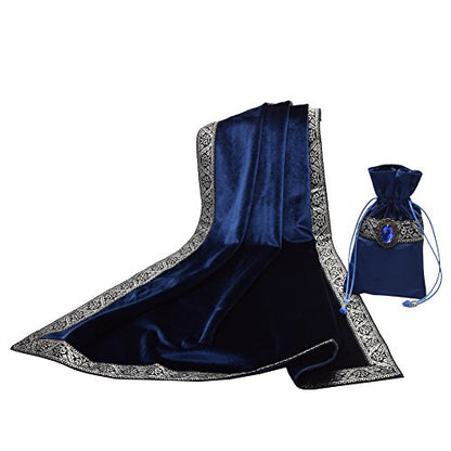 BLESSUME Square Velvet Altar Tarot Table Cloth and Pouch Dark Blue - color: Dark Blue