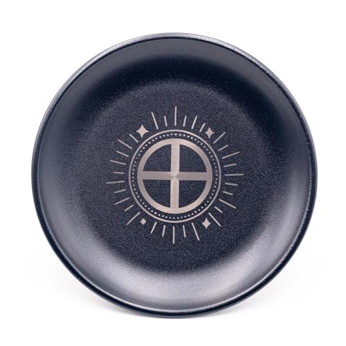 Offering Bowl Prayer Ritual Plate Great for Wicca, Altar use, Ritual use, Incense Burner, smudging Bowl, Decoration Bowl, offering Bowl (Black Solar Cross) - color: Black Solar Cross