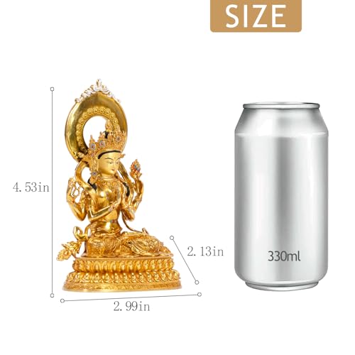 Quan Yin Statue Gold Plated Buddha Statue Home Decor Zen Meditation - color: Avalokiteshvara
