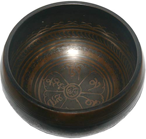 Agan Traders Handmade Tibetan Singing Bowl Set – B Note Crown Chakra Meditation Bowl with Wooden Mallet & Silk Cushion, Sound Healing Bowls for Yoga, Sound Bath, Spiritual Decor – Nepal 5127 SB - color: 5127