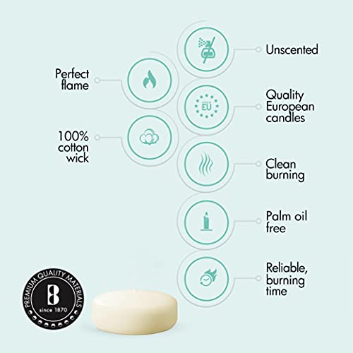 BOLSIUS 3 Inch Ivory Floating Candles - 48 Count Unscented - Premium European Quality - Imbue Breathtaking Ambiance for Romantic Wedding Centerpieces, Decorations, Events, Pool, Holiday, and Parties - size: 3 Inch, style: 4 Pack