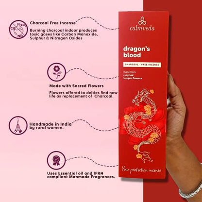 CALMVEDA Peru Dragons Blood Incense, Sangre de Grado Charcoal-Free 80 Stick