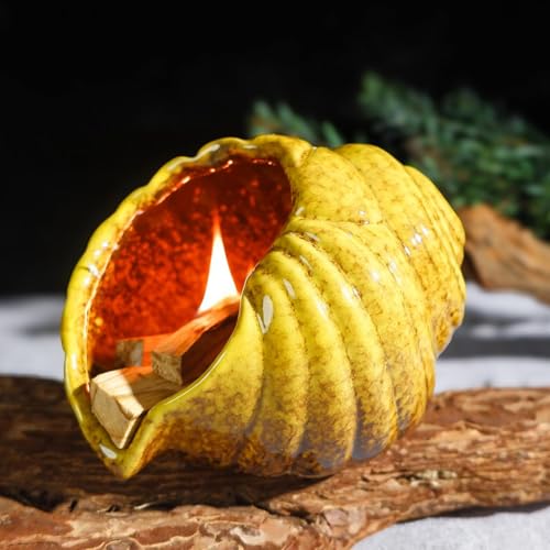 MOUGIGI Yellow Ceramic Conch Palo Santo Holder Mini Chimney Incense Burner - color: Yellow