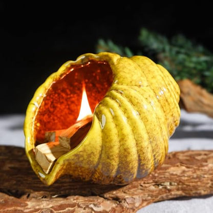 MOUGIGI Yellow Ceramic Conch Palo Santo Holder Mini Chimney Incense Burner - color: Yellow