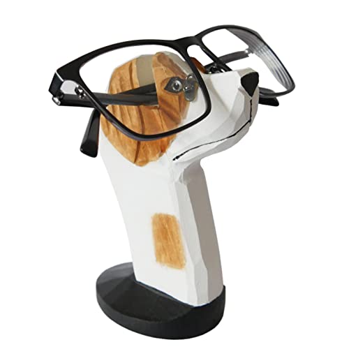Red Dollar Handmade Wood Carved Animal Eyeglass Holder, Cute Sunglasses Display Stand, Nightstand Home Office Desk Decor, Christmas Holiday New Year Business Gift for Men Women Adults (Dog) - color: Dog