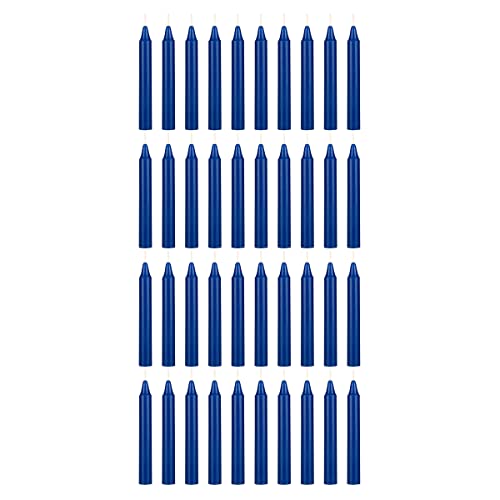 Mega Candles Mini Taper Chime Spell Candle 40 Count 4" x 1/2" Dark Blue - color: Dark Blue, size: 40 Pieces