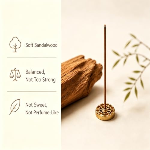 Sandalwood Stick - Handmade Chinese Incense with Brass Incense Holder - Sandalwood Core Free Stick for Meditation and Yoga, Elegant Gift Set (90 pcs) - size: Sandalwood