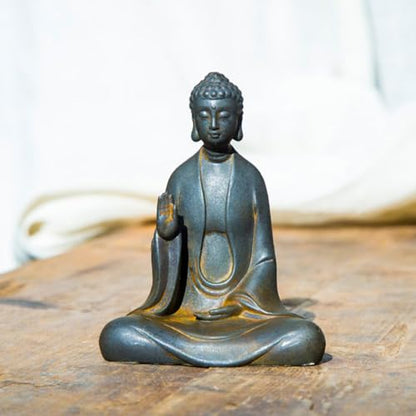Faceless Buddha Statue, Cast Iron Buddha Figurine, Indoor Outdoor Zen Decor - style: Fearless