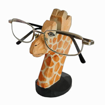 Red Dollar Handmade Wood Carved Animal Eyeglass Holder, Cute Sunglasses Display Stand, Nightstand Home Office Desk Decor, Christmas Holiday New Year Business Men Women Adults (Giraffe) - color: Giraffe
