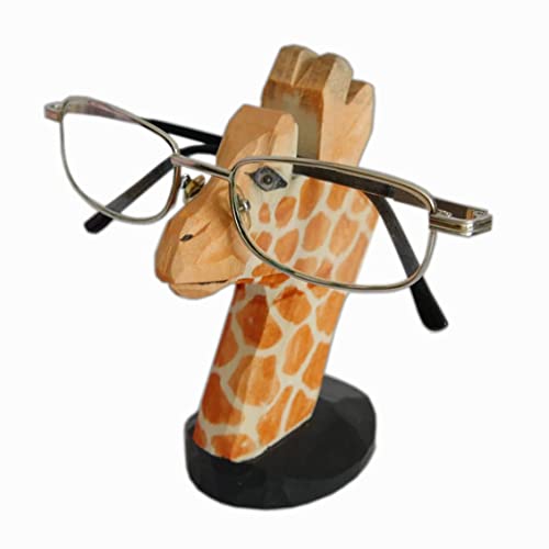 Red Dollar Handmade Wood Carved Animal Eyeglass Holder, Cute Sunglasses Display Stand, Nightstand Home Office Desk Decor, Christmas Holiday New Year Business Men Women Adults (Giraffe) - color: Giraffe