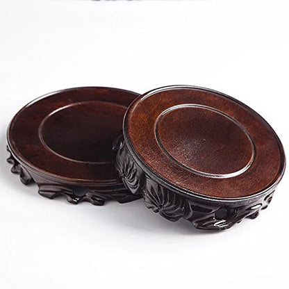 5.1''Inside Diameter Round Rosewood Base Collectibles Display Stand - size: 5.1x5.1x1.0 in