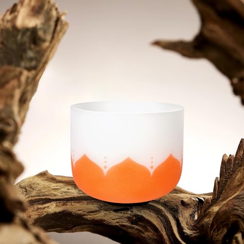 Leize 6-12 inch Lotus Design Chakra Tuned 432hz Set of 7 Quartz Crystal Singing Bowls with Heavy Duty Carrying Cases and Singing Bowl Mallet Suede Strikers - color: Lotus design