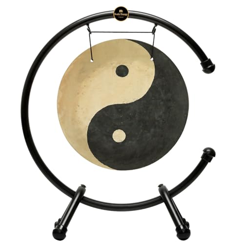 14" to 18" Taoist Breeze Gongs on Stands - Includes Gong, Stand, & Mallet/Yin & Yang/Perfect for Meditation & Sound Healing