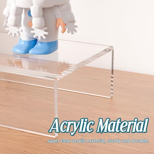Acrylic Shelf Riser 10x4.3x2 pack of 2, Clear Display Shelf 10” for Figure, Cosmetics, Bags, Shoes, Toys, Collectibles, 10x4.3x2 Inch - size: 10x4.3x2 Inch