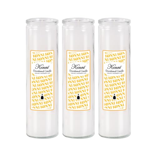 KONNI Pillar Candles in Glass Set of 3, 2x8 Inch White Candle - color: White