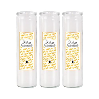 KONNI Pillar Candles in Glass Set of 3, 2x8 Inch White Candle - color: White