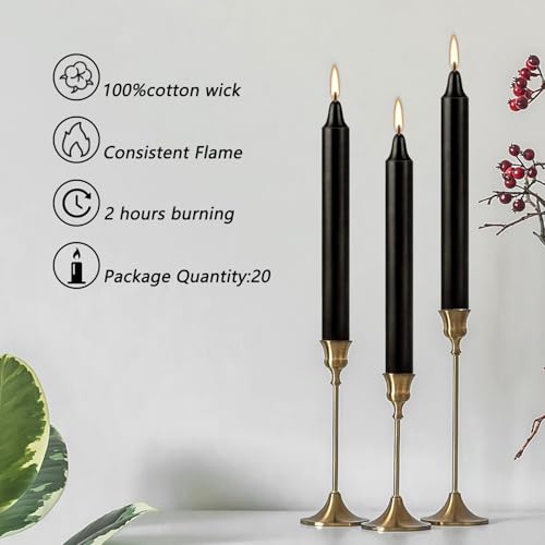 Unscented Black Spell Chime Candle-4 Inch Tall Taper Candles-20 Pcs Chime Candles, Mini Smokeless Candles for Rituals, Prayer,Dinners, Parties, Ceremonies, Shabbat - color: 4"20pcs-Black
