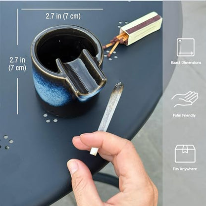 Cool & Cute Ceramic Ashtray – Deep Ash Tray with Holder