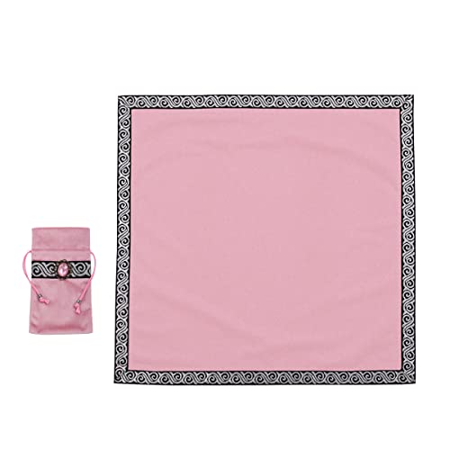 BLESSUME Wicca Square Altar Tarot Table Cloth for Reading with Card Pouch 24.4 * 24.4 inch (Pink1) - color: Pink1