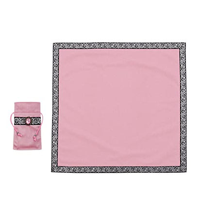 BLESSUME Wicca Square Altar Tarot Table Cloth for Reading with Card Pouch 24.4 * 24.4 inch (Pink1) - color: Pink1