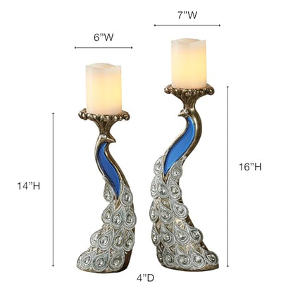Peacock Candleholder Pair | Table Candle Holder | Centerpiece Decor for Bedroom, Living Room, Kitchen, Dining