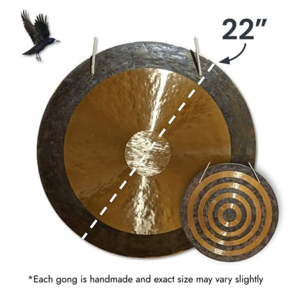 Solar Horizon Gong by Raven Sounds, Dual-Sided Handmade Chinese Bronze Wind Gong, for Sound Healing, Meditation & Yoga (22") - size: 22"