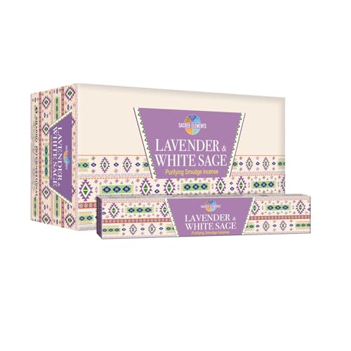 Sacred Element's Lavender & White Sage Masala Incense Sticks – Calming Aromatherapy Blend for Meditation, Relaxation & Cleansing – Perfect Fall or Housewarming Gift – 15g Pack (Total 100+ Sticks)