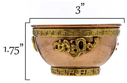 Alternative Imagination Dragon Copper Bowl - Offering Bowl For Altar Use, Ritual Offerings, Witchy Home Decor - Incense Holder for Incense Cones, White Sage, Palo Santo Sticks - 3 Inches Wide - style: Dragon