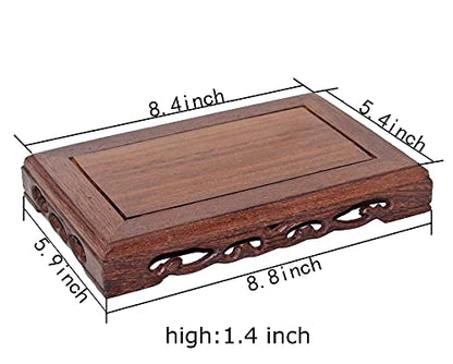 Chinese Handmade Wooden Display Stand Art Antique Carved Home Decor Base Pedestal - size: 8.4X5.4X1.4 in