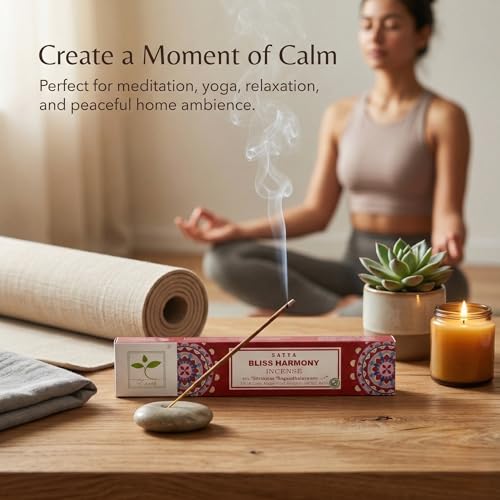 Earth Satya Bliss Harmony Perfumed Incense Sticks 15g (Pack of 6) Hand Rolled Natural Incense for Meditation Relaxation and Home Fragrance - size: Pack of 6