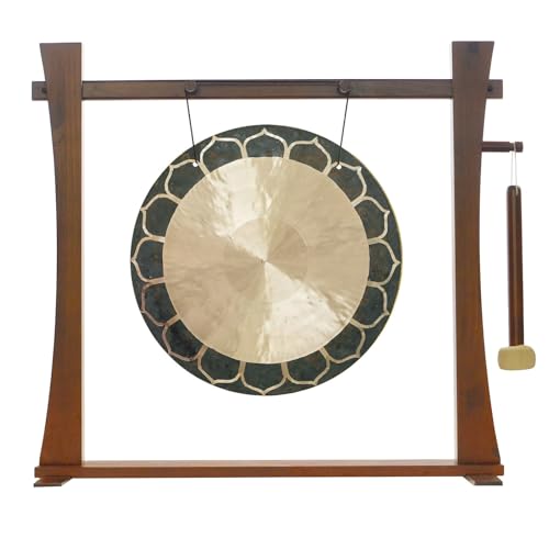 16" to 22" Temple Wind Gongs on Stands - Includes Gong, Stand, & Mallet/Great for Meditation & Sound Healing