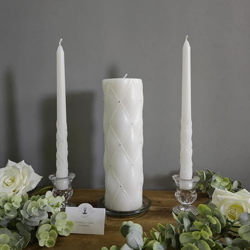 Hosley 11.5" High White Wedding Unity Candle Set. Great for Weddings Party Special Events and Emergency Lighting Reiki Spa Meditation. W5 - color: White