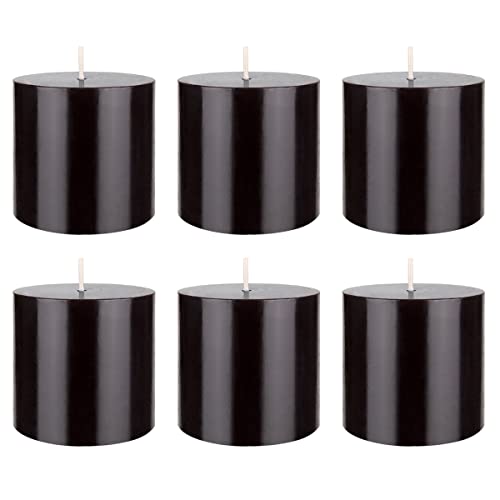 Mega Candles 6 pcs Unscented Solid Black Pillar Candles, Hand Poured Premium Wax Candle 3 Inch x 3 Inch, Home Décor, Spas, Weddings, Occasions, Party, Centerpieces, Holidays, Vigils, Prayers - color: Black, size: 6 Pieces