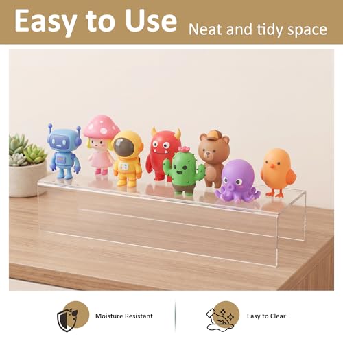 Acrylic Shelf Riser 15x4.7x3 pack of 2, Desktop Rectangular Acrylic Tray Pedestal Stand for Home Décor, Figures, Manga or Other Collectibles, 15x4.7x3 Inch - size: 15x4.7x3 Inch