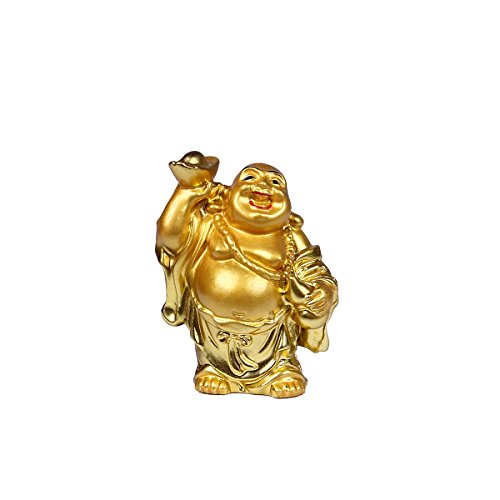 BRABUD Resin Laughing Buddha Figurines 2.5’’Height Gilting Buddha Statue Big 6 Set Gold - color: 2.5''resin Red Lips Set
