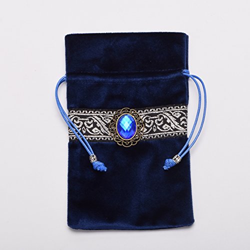 BLESSUME Square Velvet Altar Tarot Table Cloth and Pouch Dark Blue - color: Dark Blue