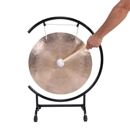 18 Inch Chinese Percussion Instrument Copper Gong with C Stand & Mallet Percussion Instrument for Home Decor Housewarming Blessing
