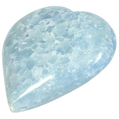 Nupuyai 2.8"-3.15" Natural Blue Celestite Heart Stone, Polished Worry Palm Stone for Anxiety Relief, Reiki Healing Crystal Meditation & Positive Energy Feng Shui Decor for Home Office, 150g-360g - size: 150g-360g
