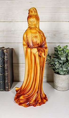 Ebros Bodhisattva Kuan Yin Standing with A Jar of Pure Water Statue 11.5" Tall Goddess Guan Yin Compassion of All Buddhas Figurine Guanyin Faux Wood Resin