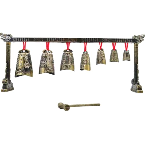 Alasum Antique Chime Percussion Instrument Chimes Ornament with Hammer Single Layer Desktop Decor for Home Office Music Display 14.96 X 5.90 X 2.75 in
