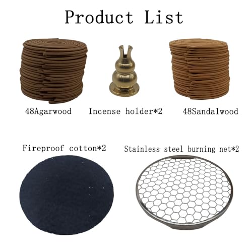 Coil Incense,Traditional spiraled Incense,Perfect for Meditation Spaces,Living Rooms,or Any Indoor Area Where You Want to Create a Relaxing Atmosphere. (48Sandalwood+48Agarwood) - color: 48sandalwood+48agarwood