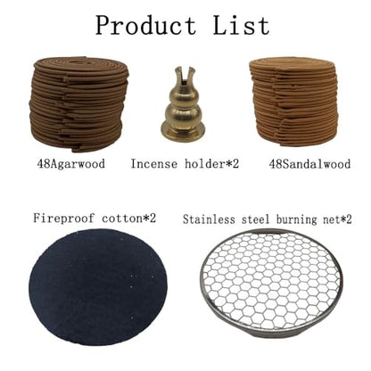 Coil Incense,Traditional spiraled Incense,Perfect for Meditation Spaces,Living Rooms,or Any Indoor Area Where You Want to Create a Relaxing Atmosphere. (48Sandalwood+48Agarwood) - color: 48sandalwood+48agarwood