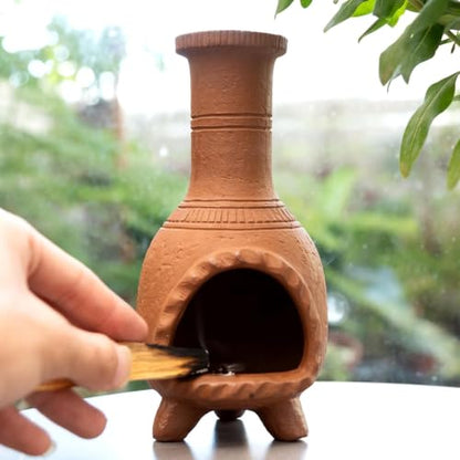 Mexican Style Terracotta Palo Santo Holder,Handmade Chiminea Incense Dish - color: Terracotta - Mexican Palo Santo Holder