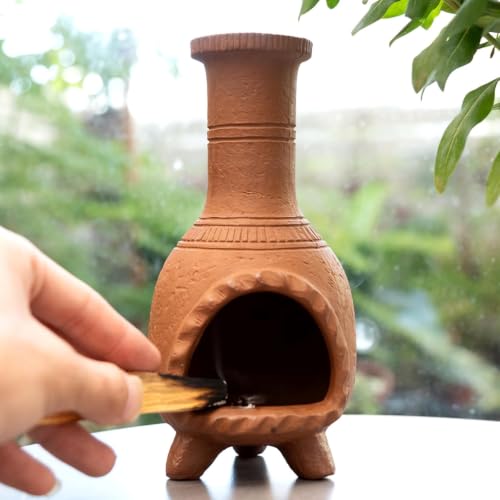 Mexican Style Terracotta Palo Santo Holder,Handmade Chiminea Incense Dish - color: Terracotta - Mexican Palo Santo Holder