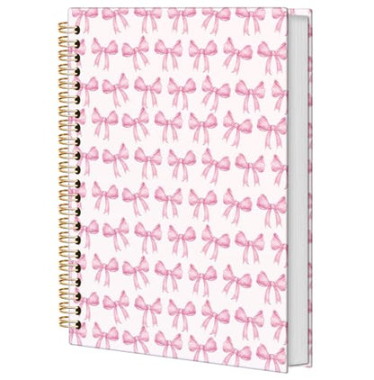 BNHJKFQZ Coquette Pink Bow Spiral Notebook, Preppy Bow Journal, Aesthetic Pink Journals for Writing, Girly Preppy Notebooks for Note Taking, Coquette Office Supplies, 5.5x8.3 Inch - color: Bible -pink bow