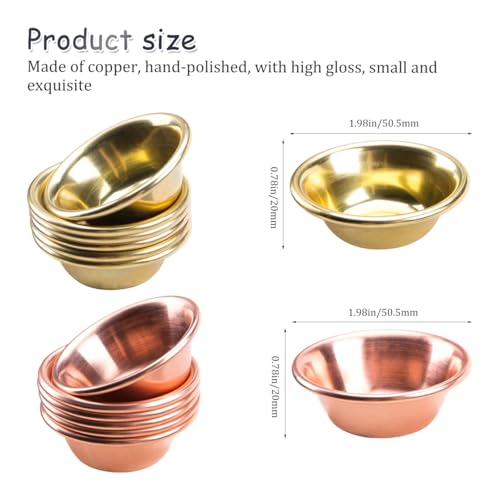 ZORZA 14Pcs Exquisite Tiny Copper Bowls Mini Buddhist Water Offering Bowls Meditation Smudge Supplies for Yoga Altars(Gold+Rosegold)