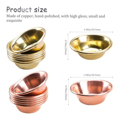 ZORZA 14Pcs Exquisite Tiny Copper Bowls Mini Buddhist Water Offering Bowls Meditation Smudge Supplies for Yoga Altars(Gold+Rosegold)
