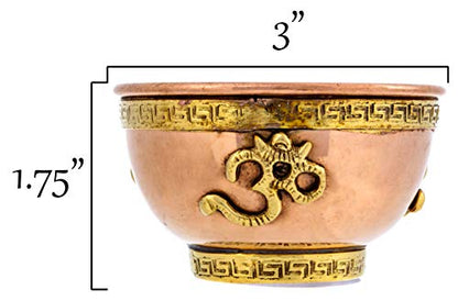 Om Copper Bowl - Offering Bowl for Altar or Ritual Use - Incense Holder, Home Decor - 3 Inches Wide - style: Om