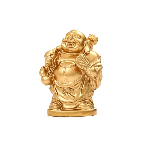 6Pcs 2in Gold Resin Laughing Buddha Figurines, Tabletop Lucky Decor - color: 2'' Resin Gold Set